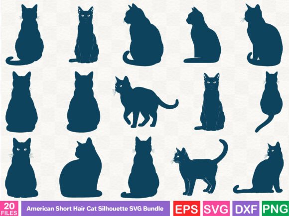 American Short Hair Cat Silhouette SVG