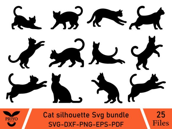 Cat Silhouette Svg Bundle, Cat Svg