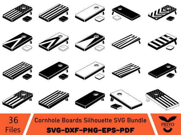 Cornhole Boards Silhouette SVG Bundle