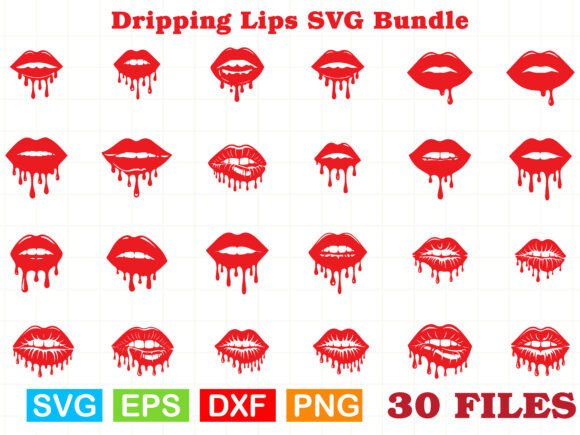 Dripping Lips SVG Bundle