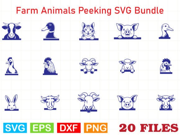 Farm Animals Peeking SVG Bundle