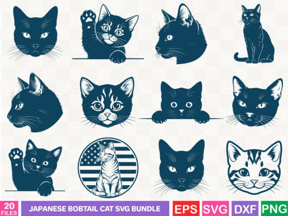 Japanese Bobtail Cat SVG Bundle