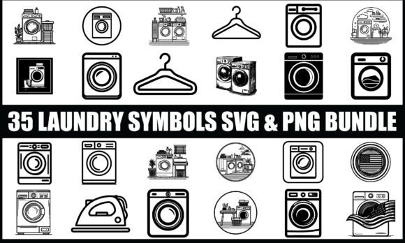 Laundry Symbols SVG PNG Bundle
