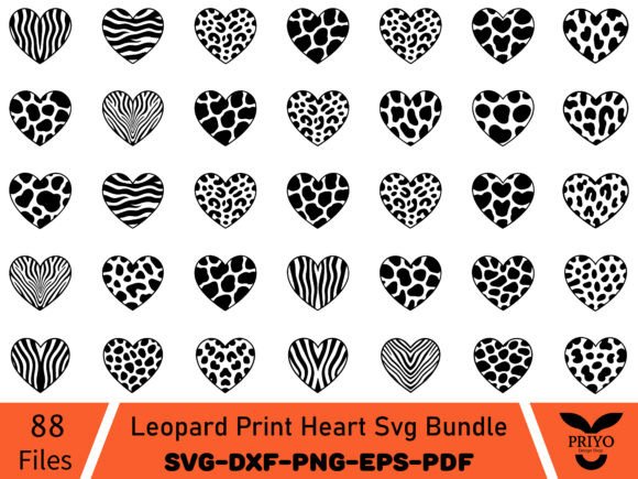 Leopard Print Heart Svg Bundle