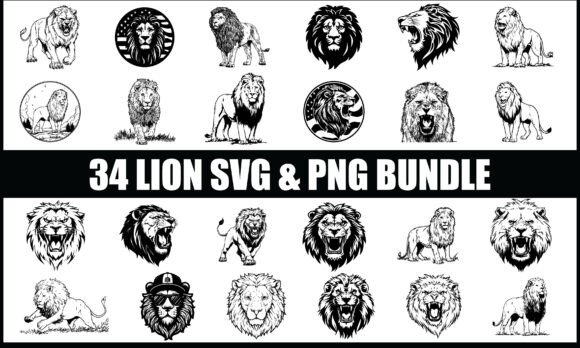 Lion SVG PNG Bundle, Wild Animal Clipart