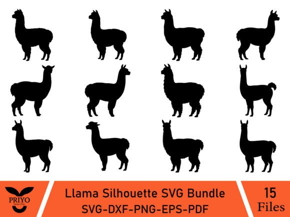 Llama Silhouette SVG Bundle