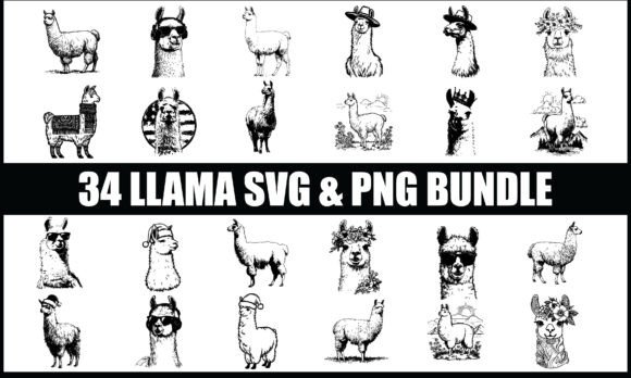Llama SVG PNG Bundle, Alpaca Llama Vector