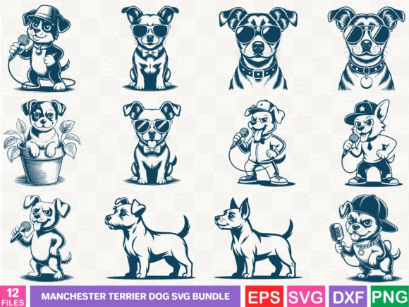 Manchester Terrier Dog SVG Bundle