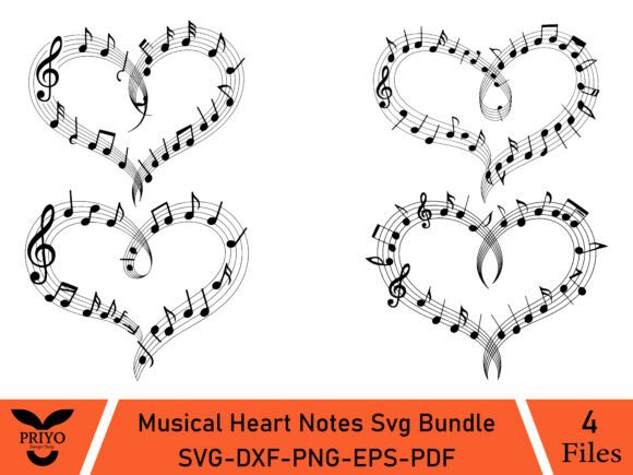 Musical Heart Notes Svg Bundle