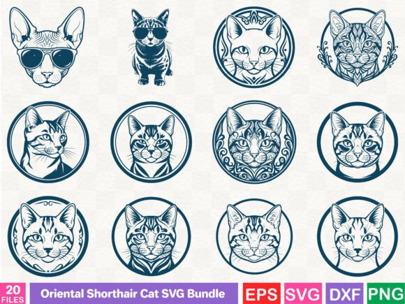 Oriental Shorthair Cat SVG Bundle