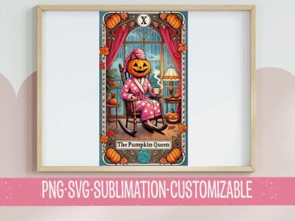 Pumpkin Queen Tarot Card SVG PNG Fall