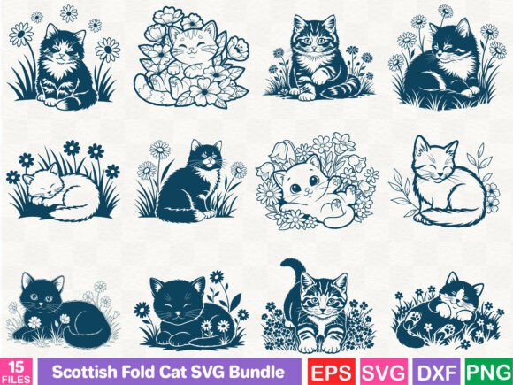 Scottish Fold Cat SVG Bundle