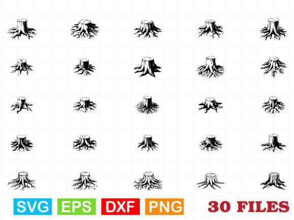 Tree Stump Silhouette SVG Bundle