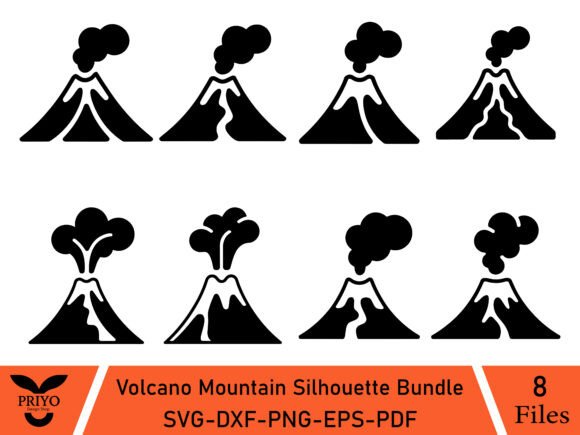 Volcano Mountain Silhouette Svg Bundle